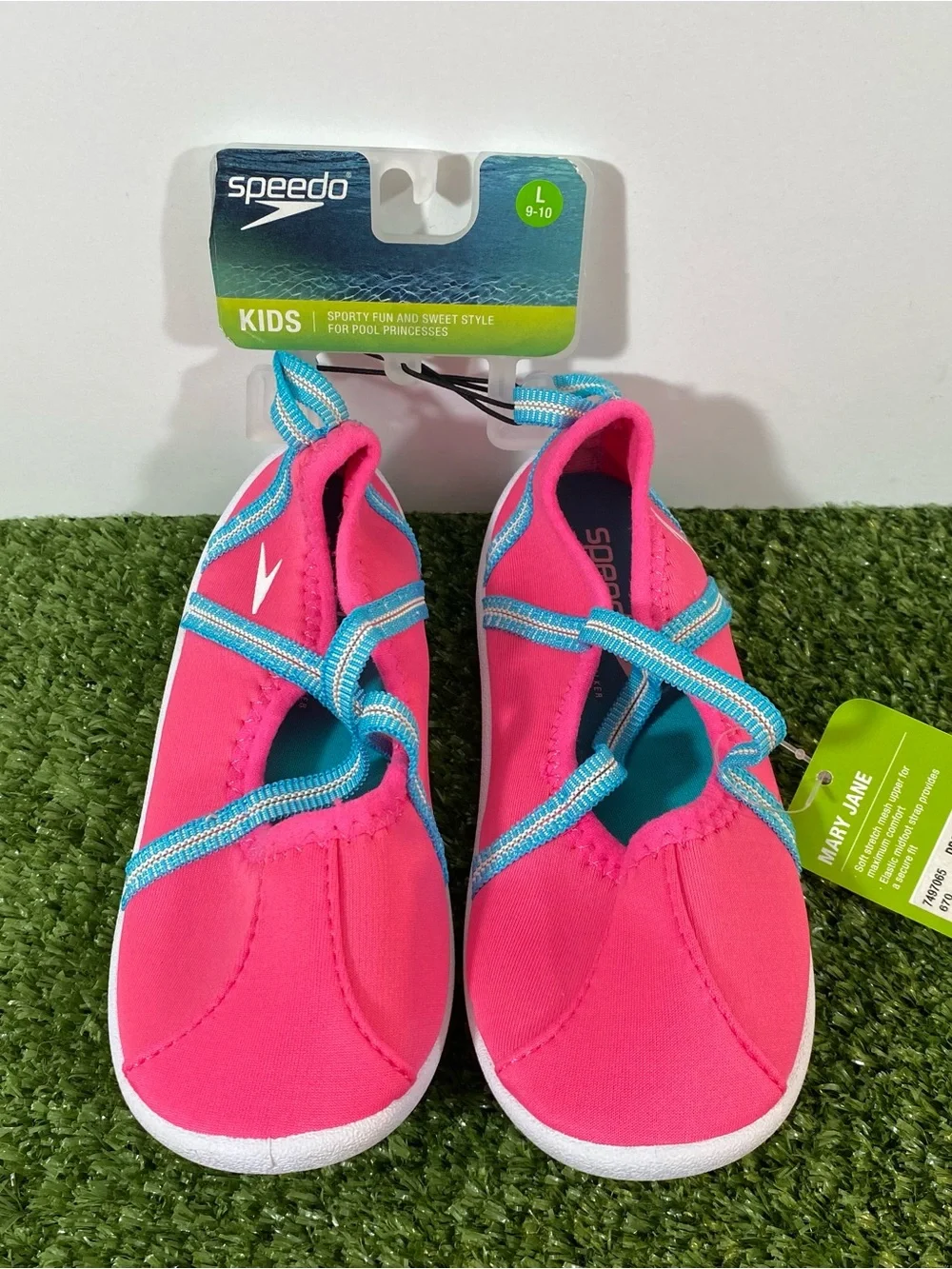Speedo Mary Jane Water Shoes Kid's Size Girls Large (9-10) Pink Blue Summer Pool